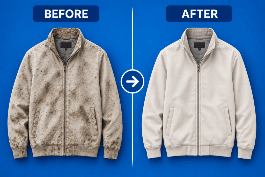 Beige jacket deep cleaning service 1